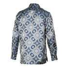 Large African Circle - Light Blue Long Sleeve Jacquard Woven Men's Shirt