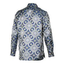 Large African Circle - Light Blue Long Sleeve Jacquard Woven Men's Shirt
