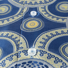 Large African Circle - Light Blue Long Sleeve Jacquard Woven Men's Shirt