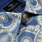 Large African Circle - Light Blue Long Sleeve Jacquard Woven Men's Shirt