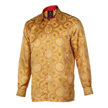 Large African Circle - Amber Long Sleeve Jacquard Woven Men's Shirt