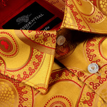 Large African Circle - Amber Long Sleeve Jacquard Woven Men's Shirt