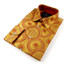 Large African Circle - Amber Long Sleeve Jacquard Woven Men's Shirt