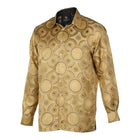 Large African Circle - Gold Long Sleeve Jacquard Woven Men's Shirt