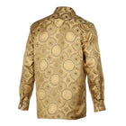 Large African Circle - Gold Long Sleeve Jacquard Woven Men's Shirt