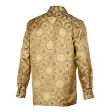 Large African Circle - Gold Long Sleeve Jacquard Woven Men's Shirt
