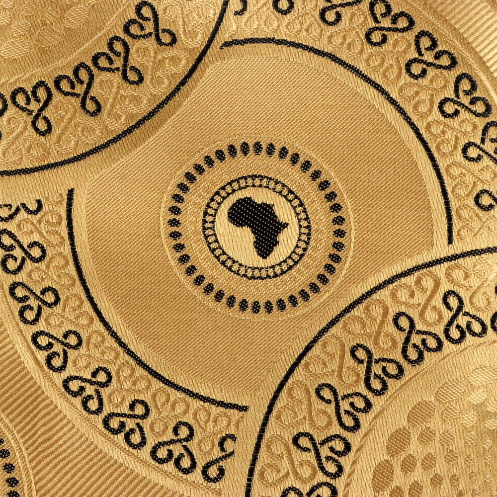 Large African Circle - Gold Long Sleeve Jacquard Woven Men's Shirt