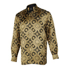 Large African Circle - Gold Brown Long Sleeve Jacquard Woven Men's Shirt