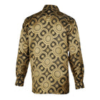 Large African Circle - Gold Brown Long Sleeve Jacquard Woven Men's Shirt