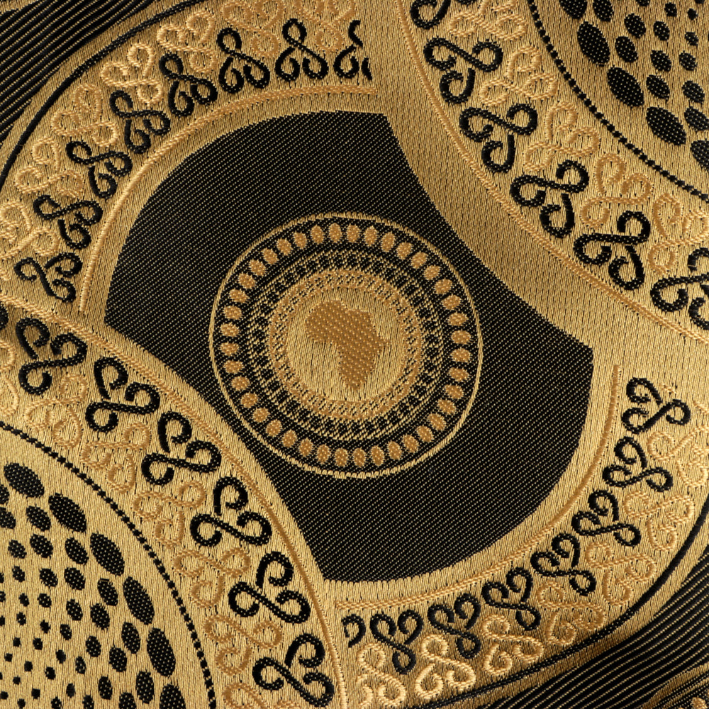 Large African Circle - Gold Brown Long Sleeve Jacquard Woven Men's Shirt