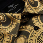 Large African Circle - Gold Brown Long Sleeve Jacquard Woven Men's Shirt