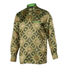 Large African Circle - Green Long Sleeve Jacquard Woven Men's Shirt