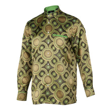 Large African Circle - Green Long Sleeve Jacquard Woven Men's Shirt