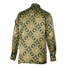 Large African Circle - Green Long Sleeve Jacquard Woven Men's Shirt