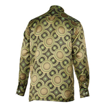 Large African Circle - Green Long Sleeve Jacquard Woven Men's Shirt