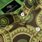 Large African Circle - Green Long Sleeve Jacquard Woven Men's Shirt
