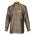 African Wave - Brown Long Sleeve Jacquard Woven Men's Shirt