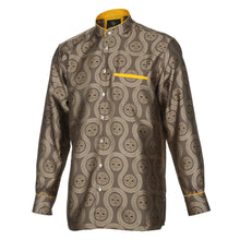 African Wave - Brown Long Sleeve Jacquard Woven Men's Shirt