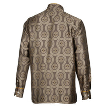 African Wave - Brown Long Sleeve Jacquard Woven Men's Shirt