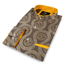 African Wave - Brown Long Sleeve Jacquard Woven Men's Shirt