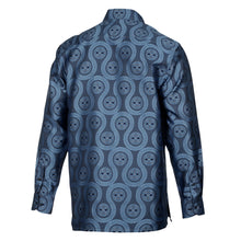 African Wave - Navy Long Sleeve Jacquard Woven Men's Shirt