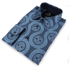 African Wave - Navy Long Sleeve Jacquard Woven Men's Shirt