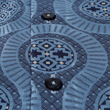 African Wave - Navy Long Sleeve Jacquard Woven Men's Shirt