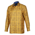 African Wave - Gold Long Sleeve Jacquard Woven Men's Shirt