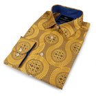 African Wave - Gold Long Sleeve Jacquard Woven Men's Shirt