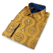 African Wave - Gold Long Sleeve Jacquard Woven Men's Shirt