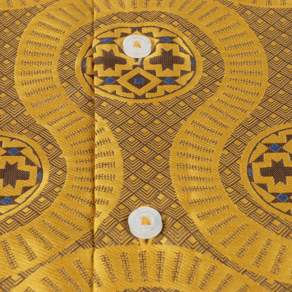 African Wave - Gold Long Sleeve Jacquard Woven Men's Shirt