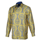 Large African Wave - Yellow Long Sleeve Jacquard Woven Men's Shirt