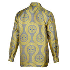 Large African Wave - Yellow Long Sleeve Jacquard Woven Men's Shirt
