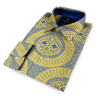 Large African Wave - Yellow Long Sleeve Jacquard Woven Men's Shirt