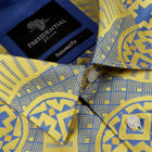 Large African Wave - Yellow Long Sleeve Jacquard Woven Men's Shirt