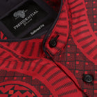 Large African Wave - Red Long Sleeve Jacquard Woven Men's Shirt