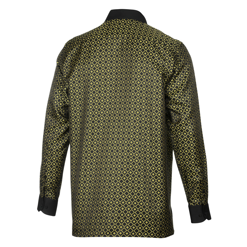 Madiba's Diamond - Gold Long Sleeve Jacquard Woven Men's Shirt