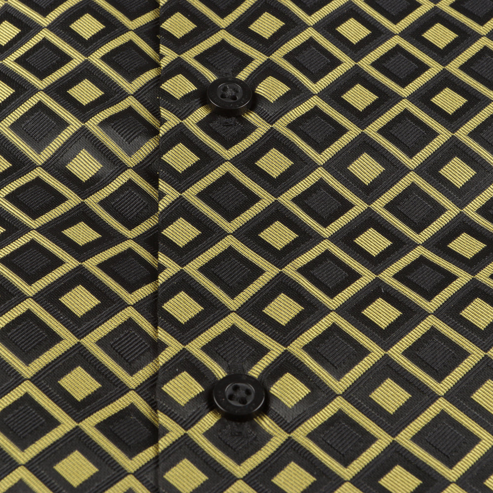 Madiba's Diamond - Gold Long Sleeve Jacquard Woven Men's Shirt