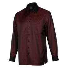 Madiba's Diamond - Red Long Sleeve Jacquard Woven Men's Shirt
