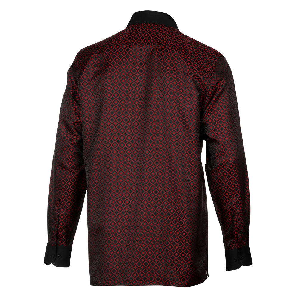 Madiba's Diamond - Red Long Sleeve Jacquard Woven Men's Shirt