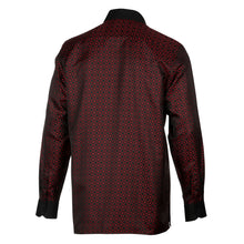 Madiba's Diamond - Red Long Sleeve Jacquard Woven Men's Shirt