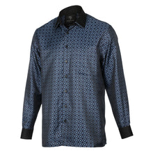 Madiba's Diamond - Navy Long Sleeve Jacquard Woven Men's Shirt