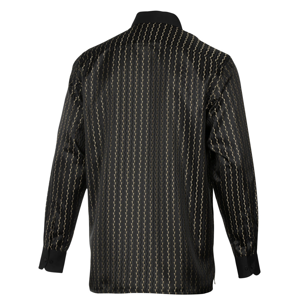 Madiba's Pin Stripe - Black Long Sleeve Jacquard Woven Men's Shirt
