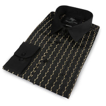 Madiba's Pin Stripe - Black Long Sleeve Jacquard Woven Men's Shirt