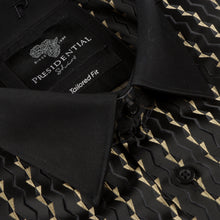 Madiba's Pin Stripe - Black Long Sleeve Jacquard Woven Men's Shirt