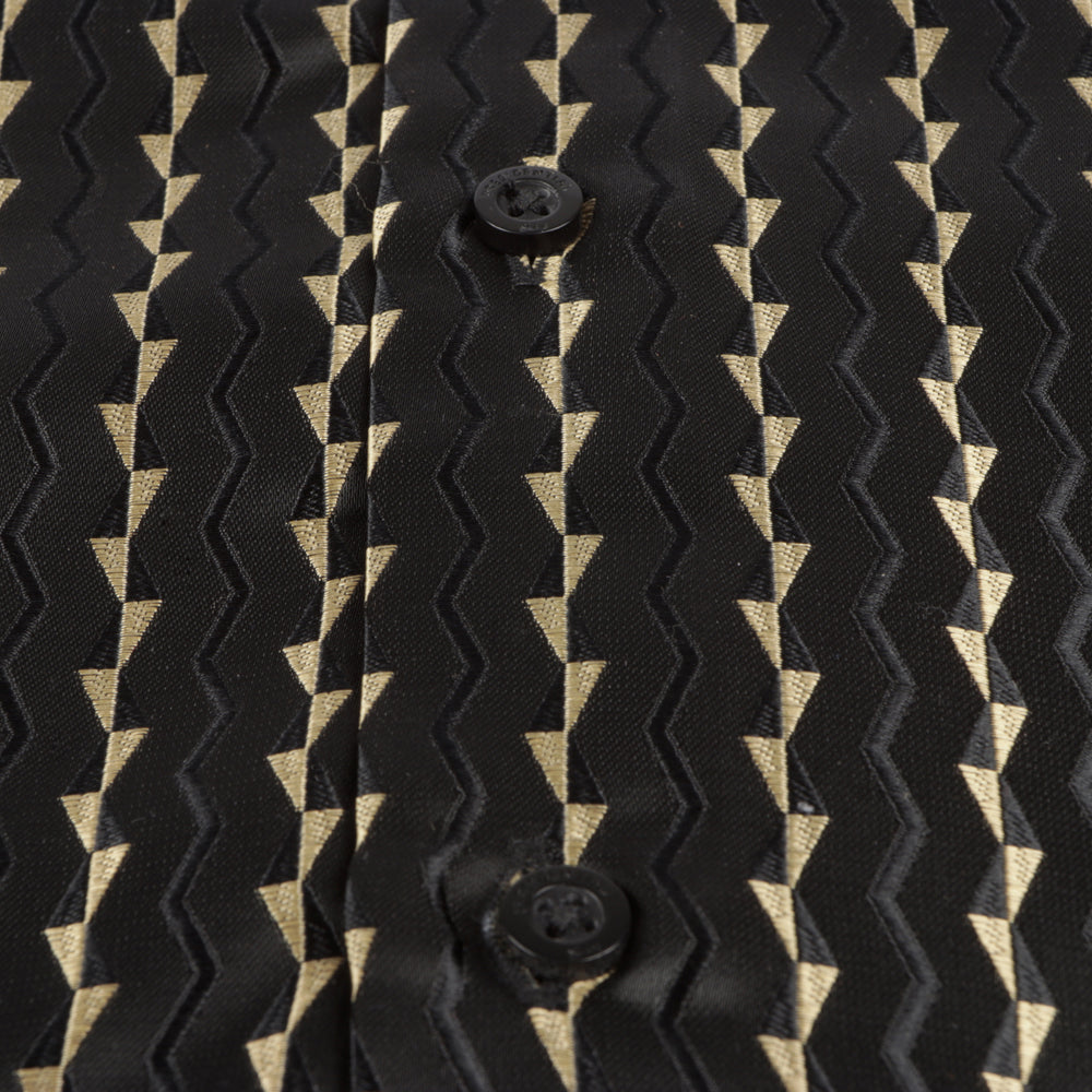 Madiba's Pin Stripe - Black Long Sleeve Jacquard Woven Men's Shirt