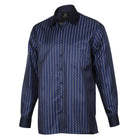 Madiba's Pin Stripe - Navy Long Sleeve Jacquard Woven Men's Shirt