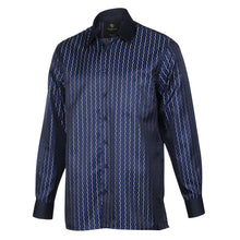 Madiba's Pin Stripe - Navy Long Sleeve Jacquard Woven Men's Shirt