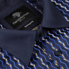 Madiba's Pin Stripe - Navy Long Sleeve Jacquard Woven Men's Shirt