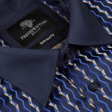 Madiba's Pin Stripe - Navy Long Sleeve Jacquard Woven Men's Shirt